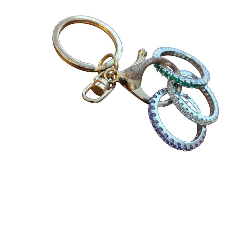 Silver And Rhinestone Keychain Accessory